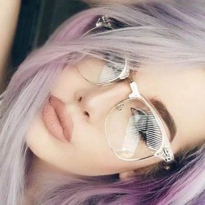 Eyeglasses Gafas CLUB Half Rim Women  Wayf Clear Lens Shadz Metal Bottom SHADZ